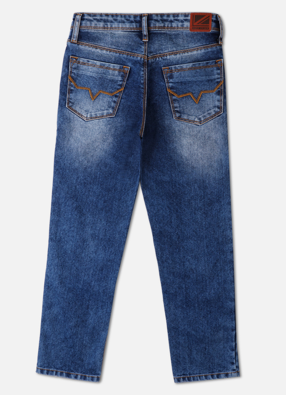 Boys Dark Blue Mid Rise Wide Leg Jeans, , large image number 1