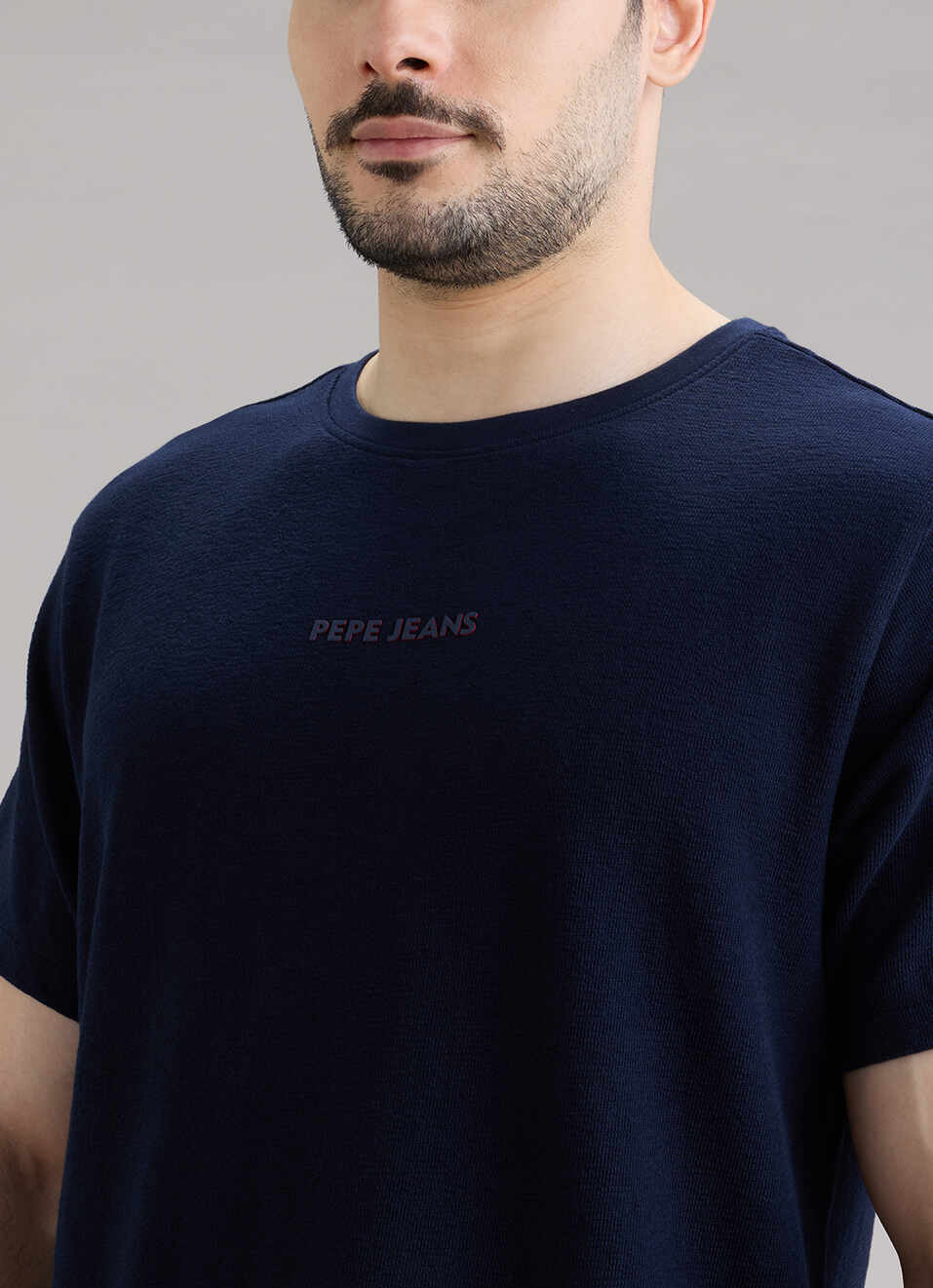 Men Blue Printed Relaxed Fit Short Sleeve T-shirt, , large image number 4