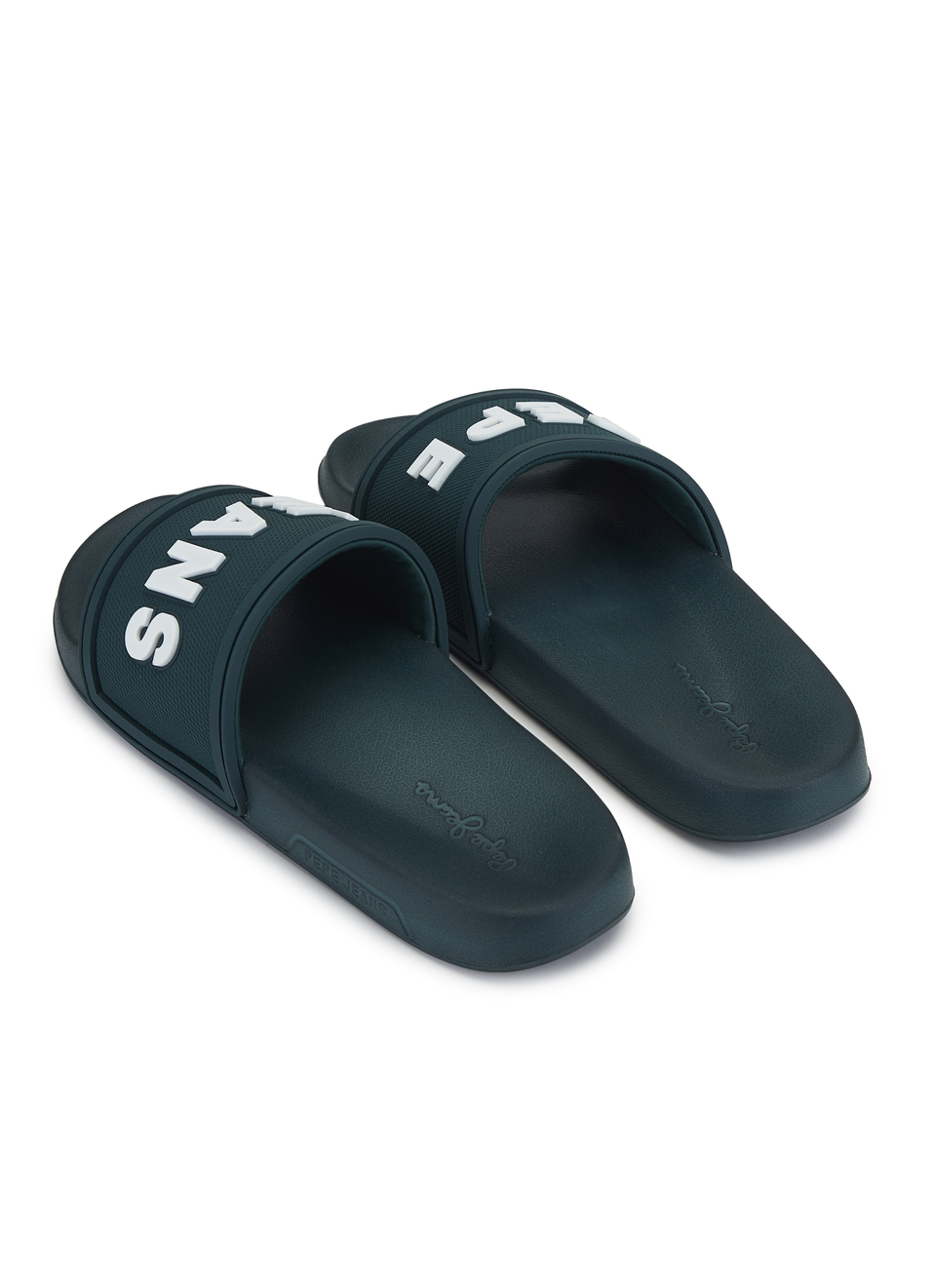 Men Green Slides With Arch Fit Footbed & Bold 3d Branding, , large image number 3