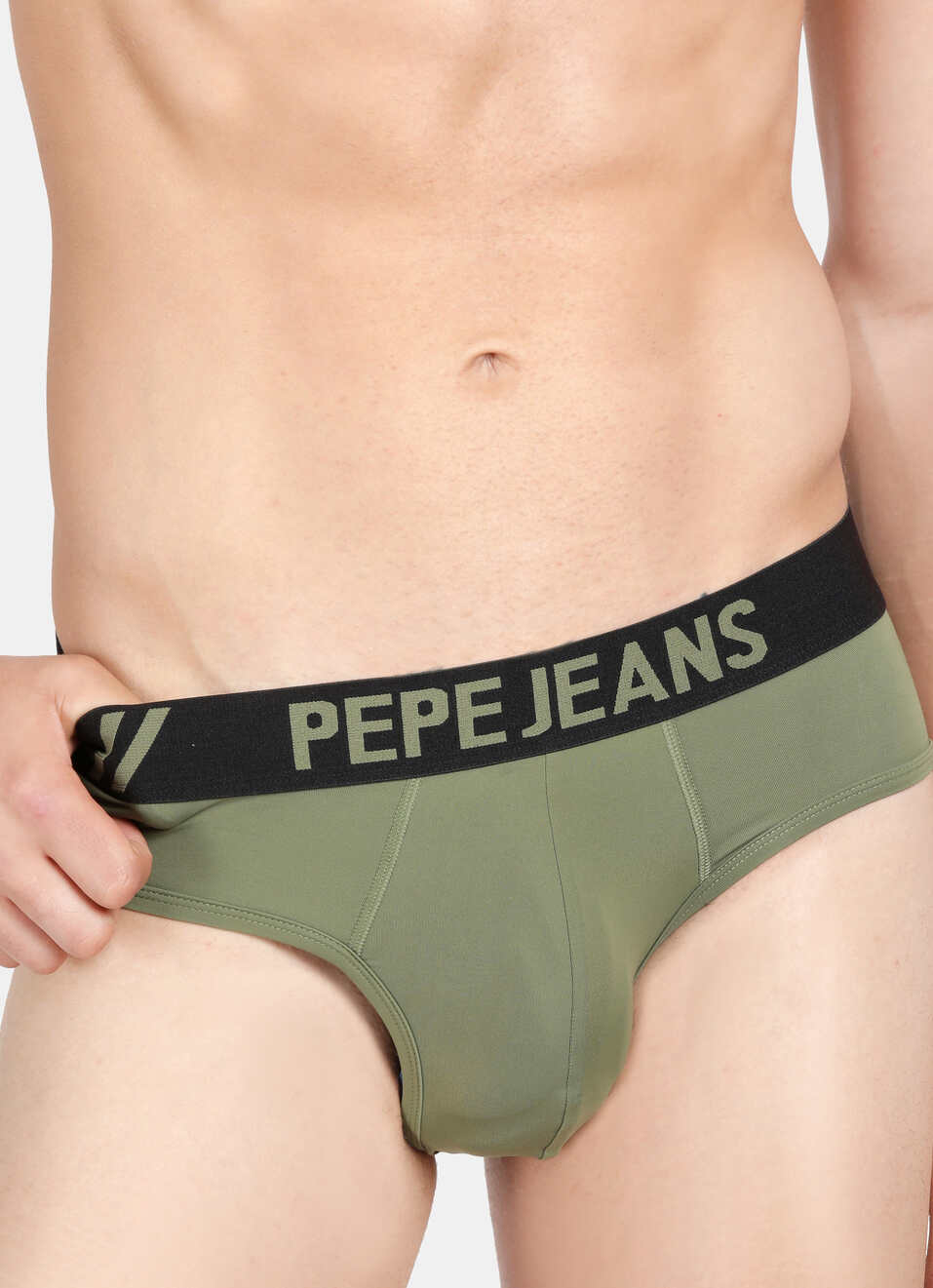 Olive Solid Stretch Briefs, , large image number 5