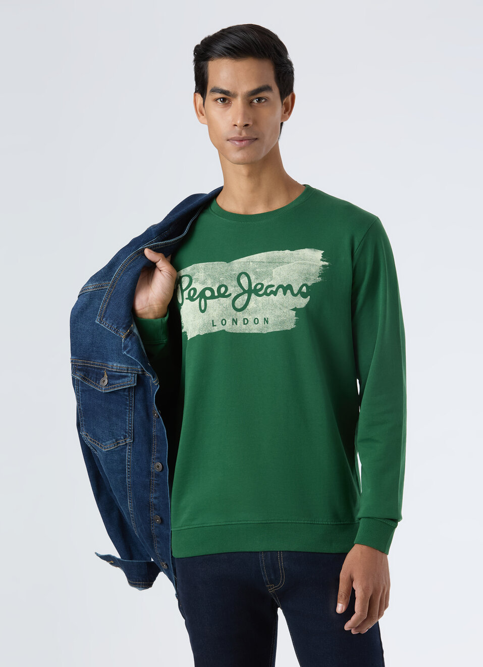 Men Ivy Green  Brushstroke Logo Print Sweatshirt, , large image number 0