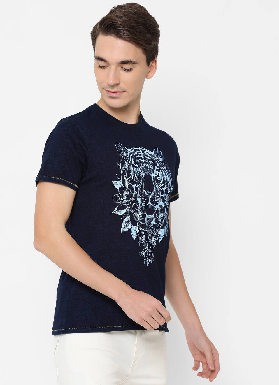 Jayden Graphic Printed Indigo Tshirt, , large image number 6
