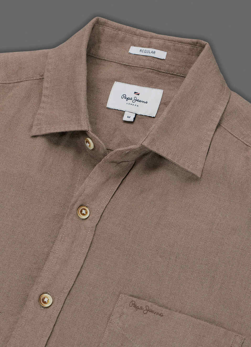 Men Brown Solid Pure Linen Long Sleeve Shirt, , large image number 3