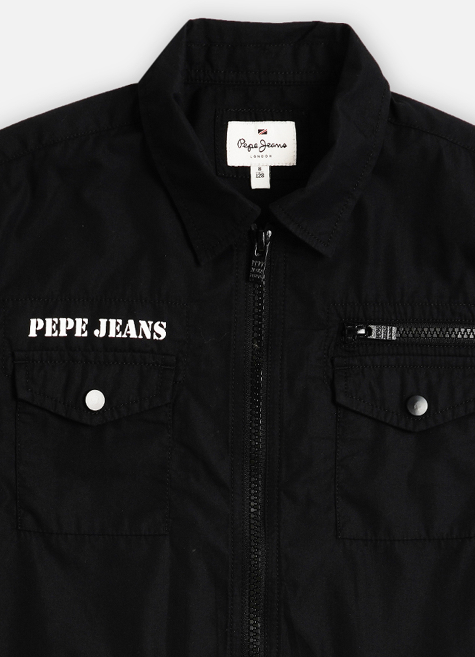 Boys Black Flap Pocket Full Sleeve Shirt, , large image number 2