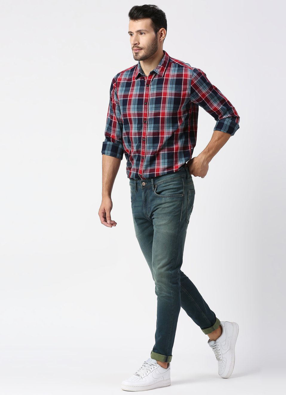 Maxime Reversible Indigo Checks Shirt, , large image number 7