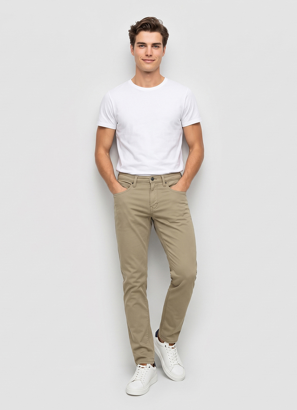 Men Khaki Slim Fit Stretchable Jeans, , large image number 7