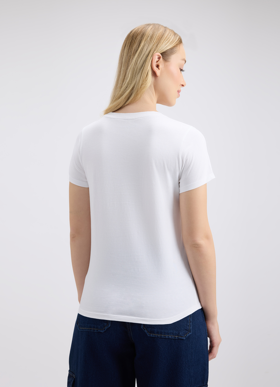 Women White Embellished Short Sleeve T-shirt, , large image number 2