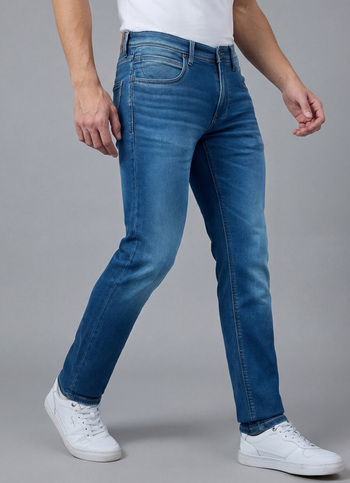 Men Green Mid Rise Slim Gymindigo Jogger Like Jeans