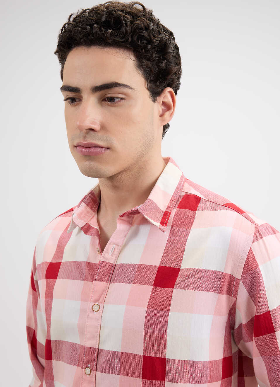 Men Peach Check Full Sleeve Shirt, , large image number 4