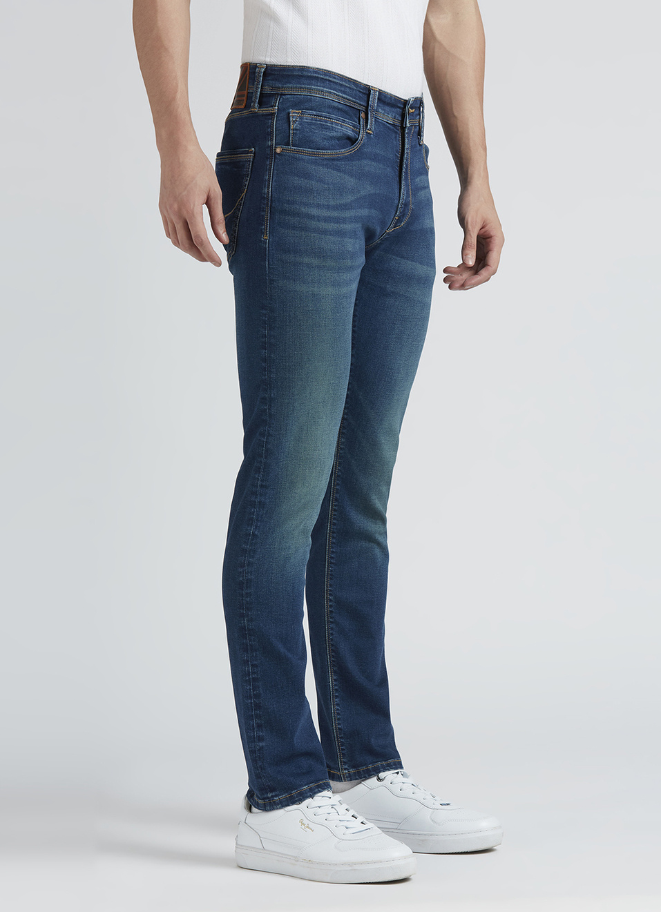Danial Blue Low Rise Tapered Jeans, , large image number 2