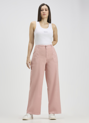 Women Pink Mid Rise Cargo Pants