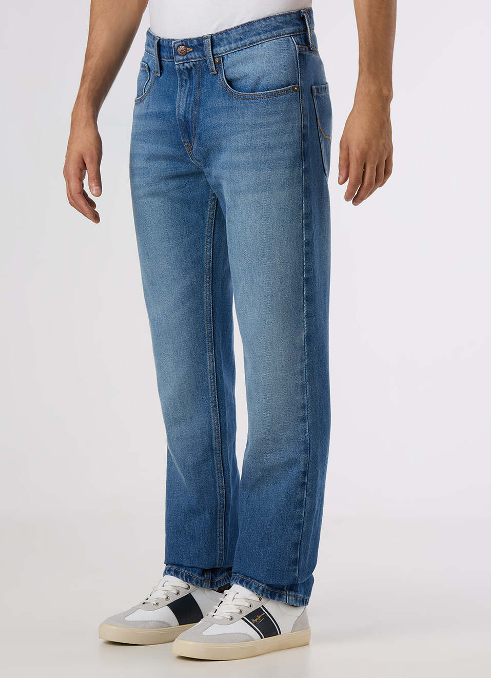 Men Light Blue Mid Rise Straight Fit Jeans, , large image number 5