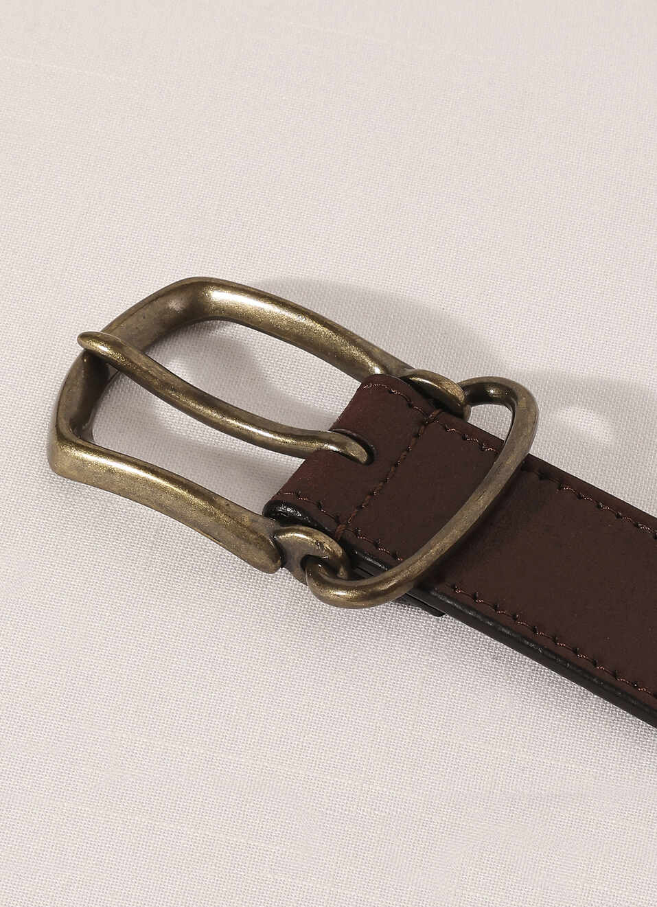 Brown Embossed Leather Belt, , large image number 1