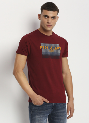 Burgundy Printed Short Sleeve Tee
