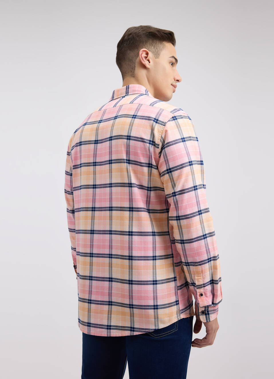 Men Pink Check Full Sleeve Shirt, , large image number 2