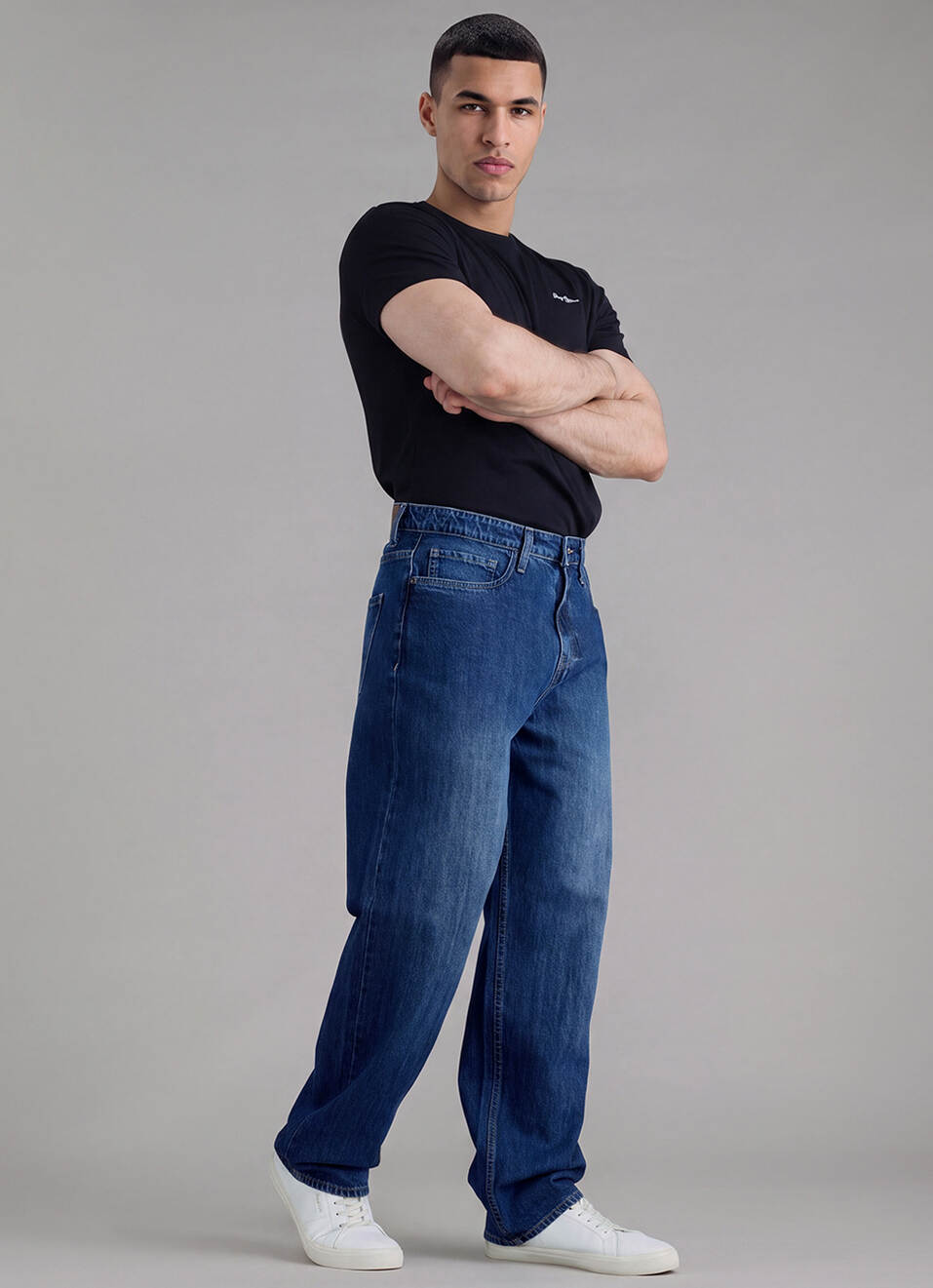 Men Blue Baggy Fit Mid Rise Jeans, , large image number 7