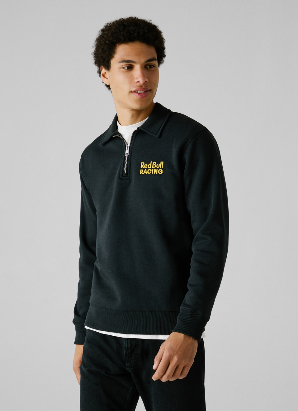 Red Bull Racing X Pepe Jeans Black Comfort Fit Half Zip Sweatshirt, , large image number 2