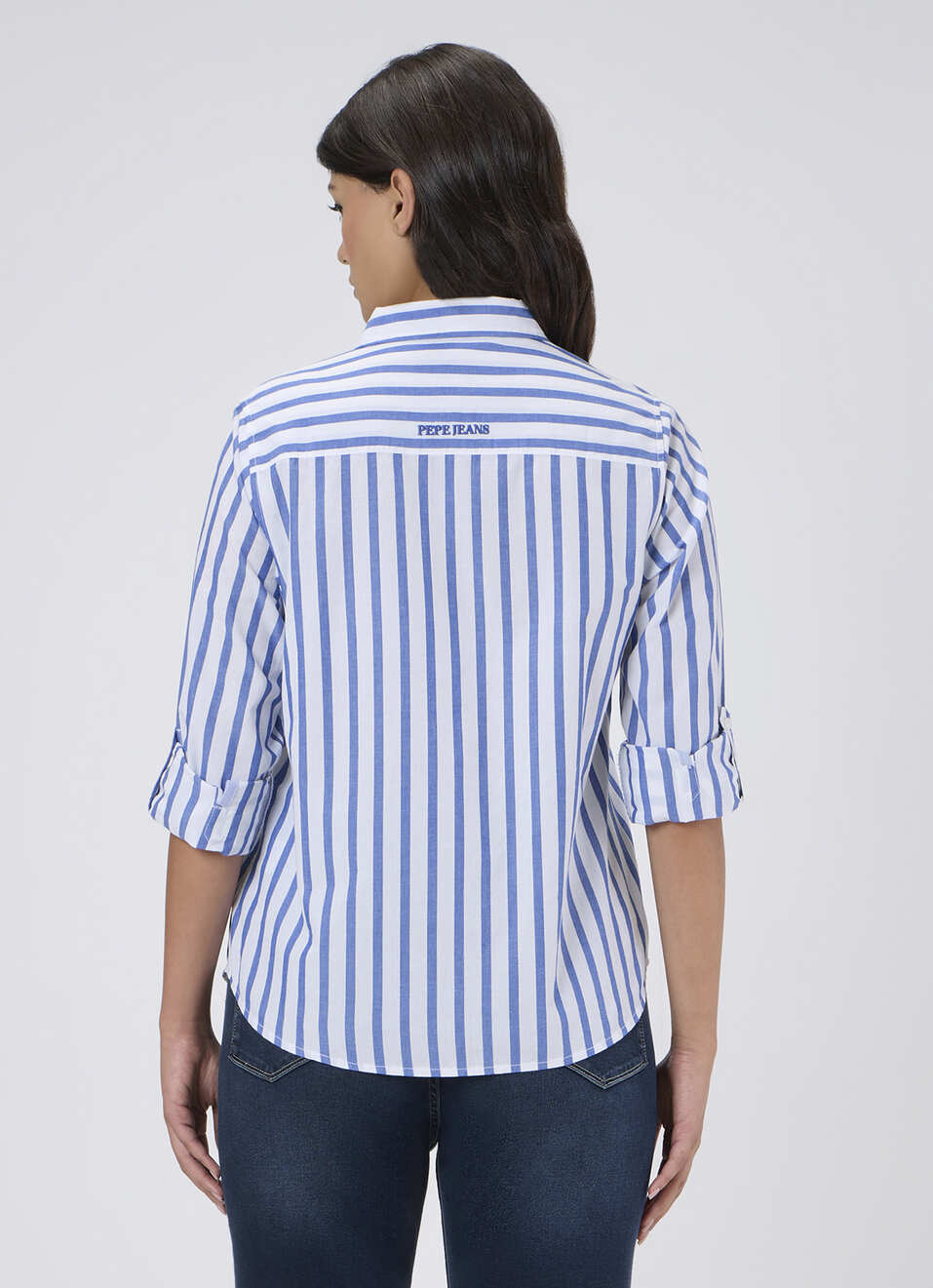 Women Blue Striped Regular Fit Shirt, , large image number 2