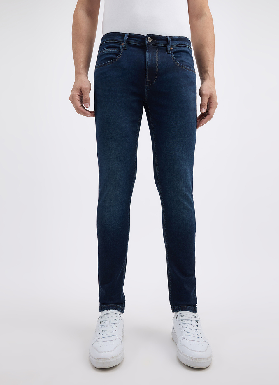 Men Blue Mid Rise Tapered Gymindigo Jogger Like Jeans, , large image number 2
