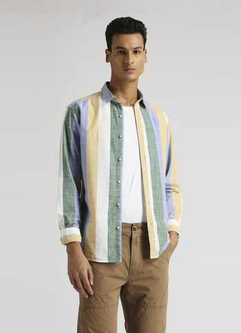 Yellow Broad Stripes Long Sleeve Shirt