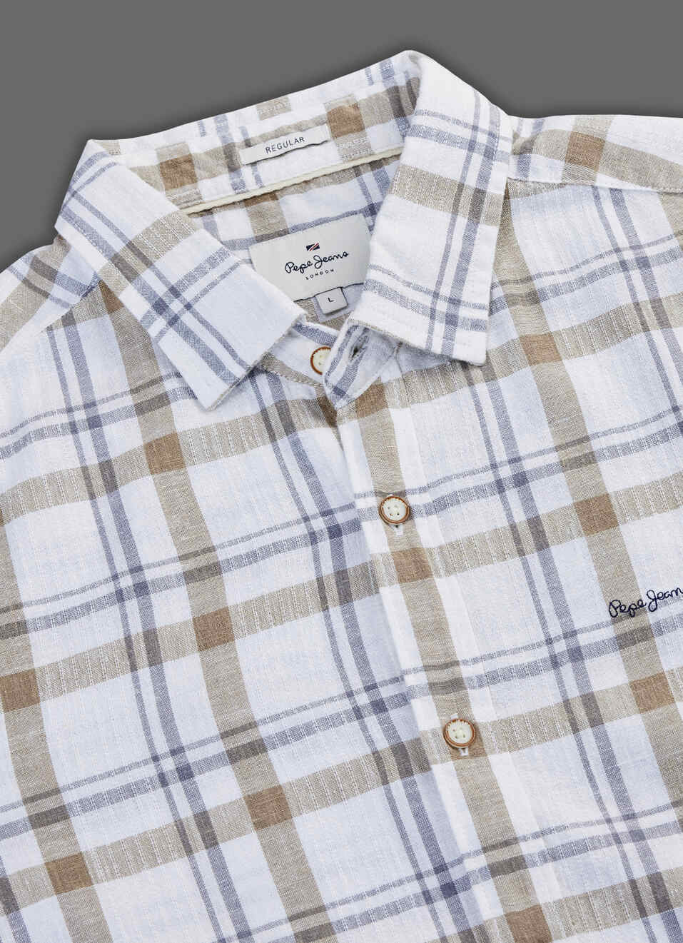 Men Beige Checked Long Sleeve Shirt, , large image number 3