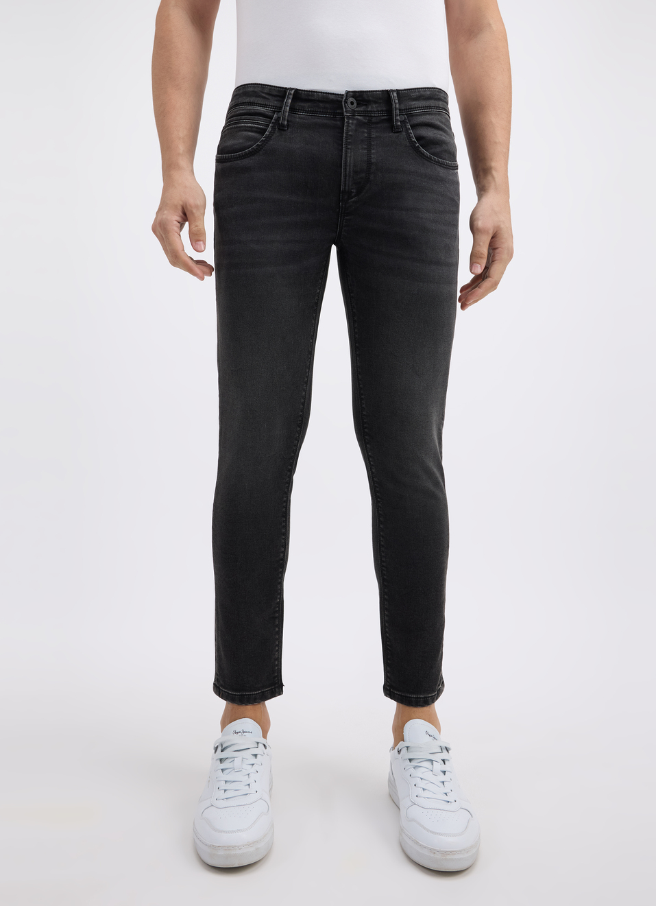 Men Black Mid Rise Skinny Ankle Length Gymindigo Jogger Like Jeans, , large image number 1
