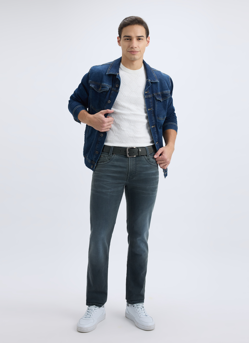 Men Dark Blue Mid Rise Slim Jeans, , large image number 7