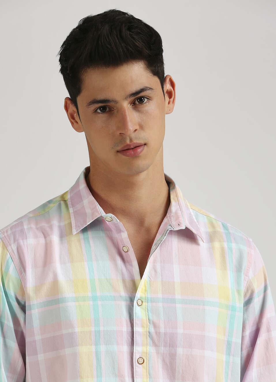 Pastel Pink Checks Yarn Dyed Long Sleeve Shirt, , large image number 4