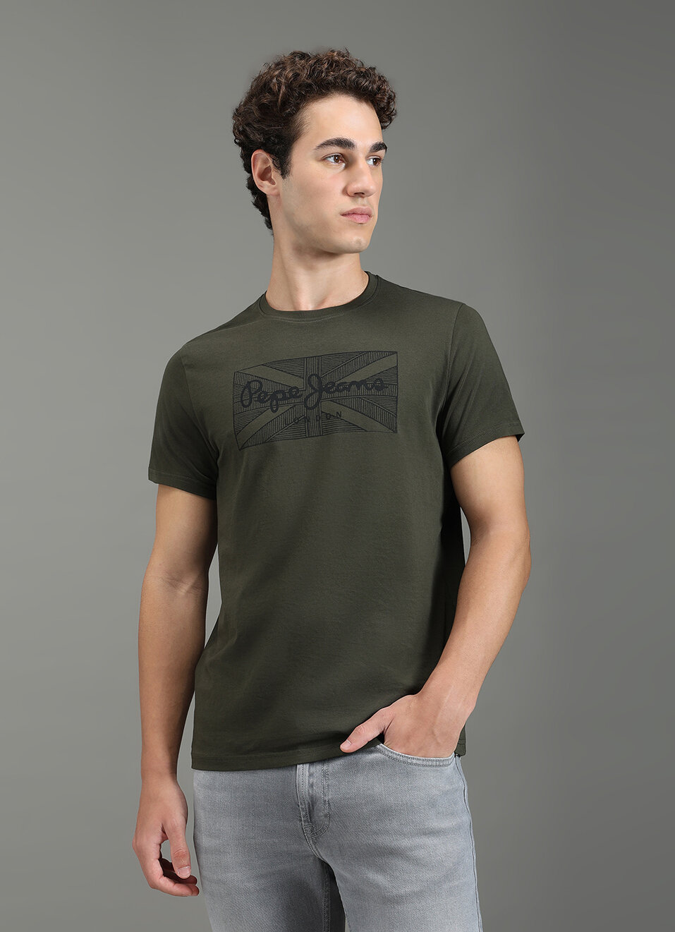 Men Green Slim Fit Graphic T-shirt, , large image number 5