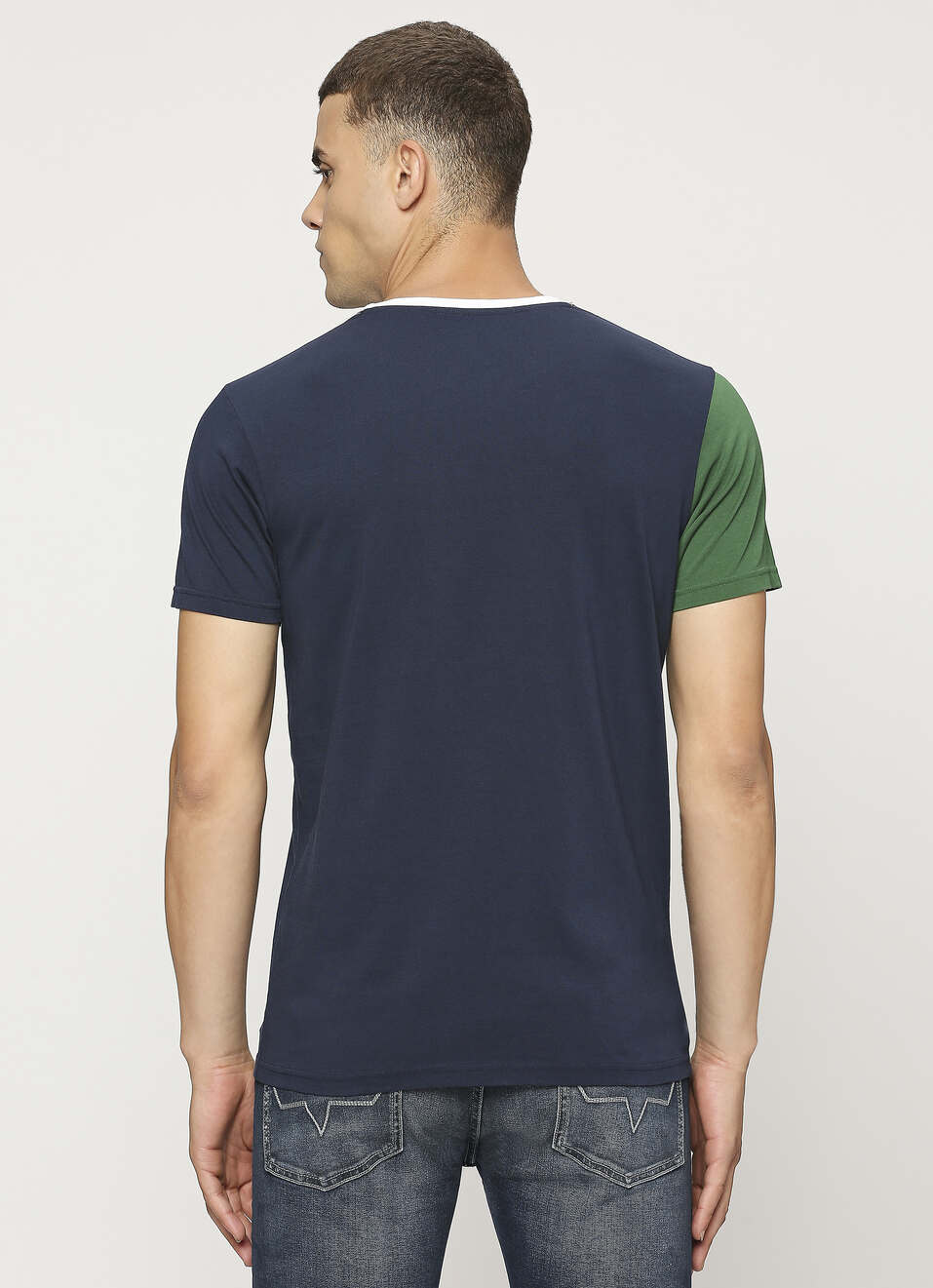 White Colour Block Short Sleeve T-shirt, , large image number 2