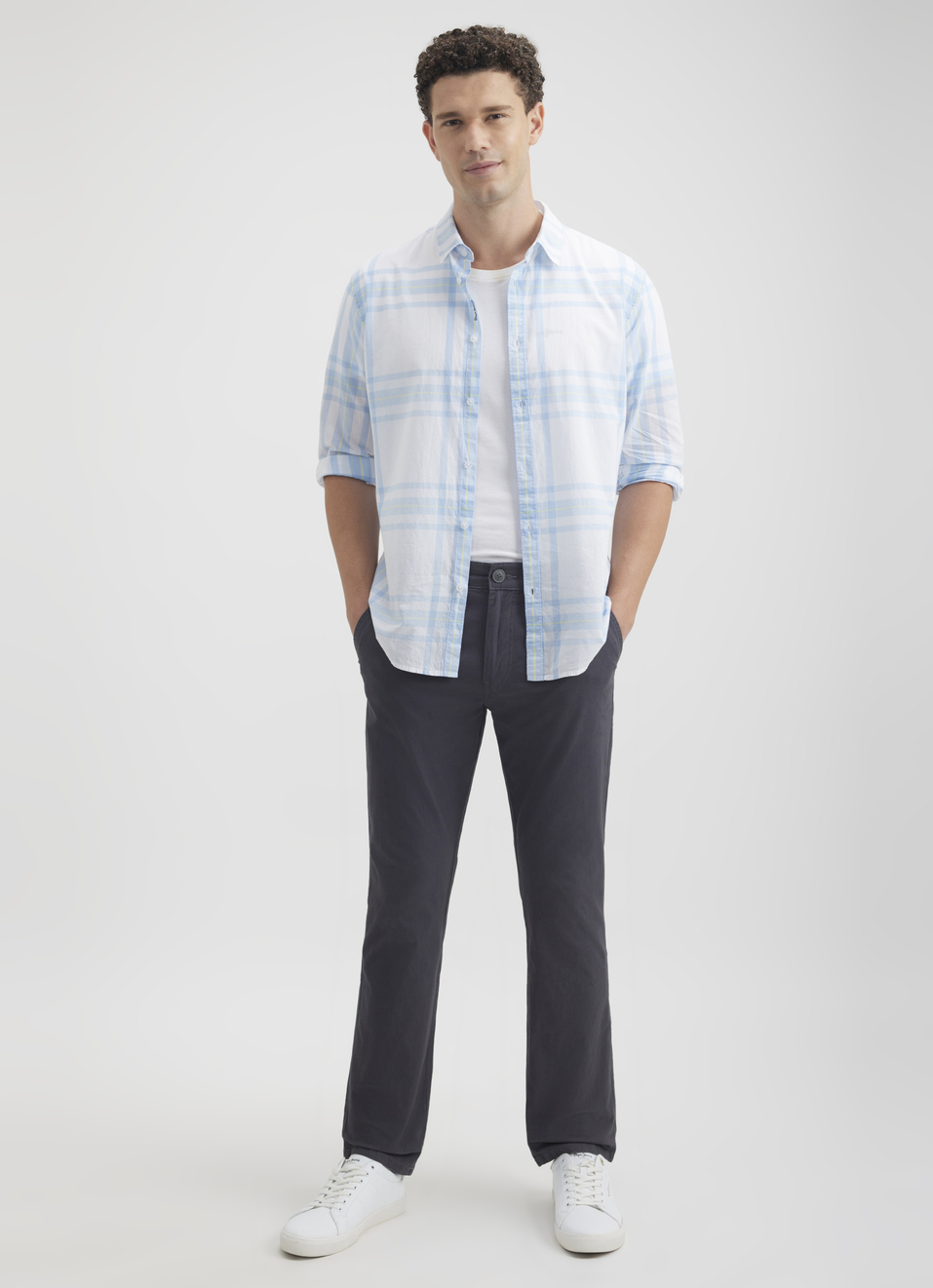 Men White Check Full Sleeve Shirt, , large image number 5
