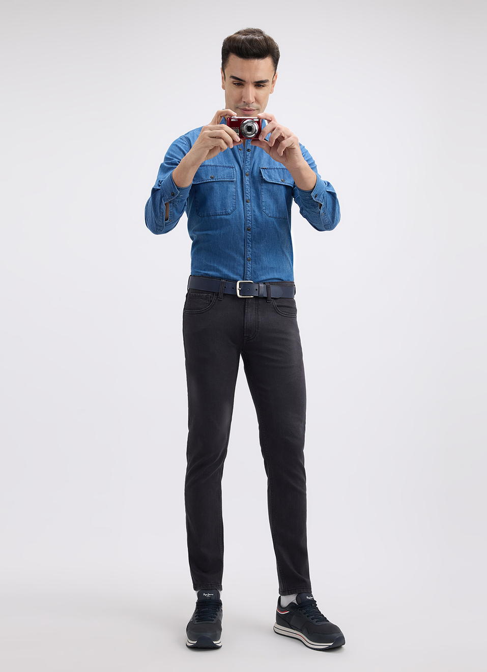 Men Grey Slim Tapered Fit Low Rise Jeans , , large image number 1
