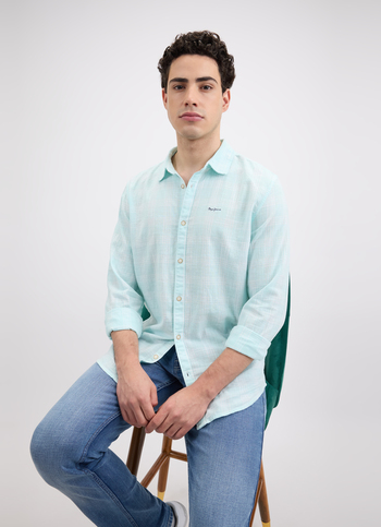Men Blue Check Full Sleeve Shirt