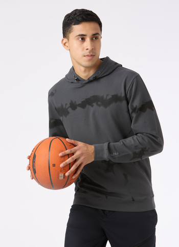 Men Grey Tie And Dye Hooded Regular Fit Sweatshirt