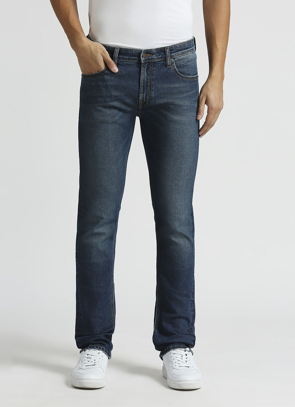 Vapour Dark Blue Mid Rise Slim Fit Jeans, , large image number 2