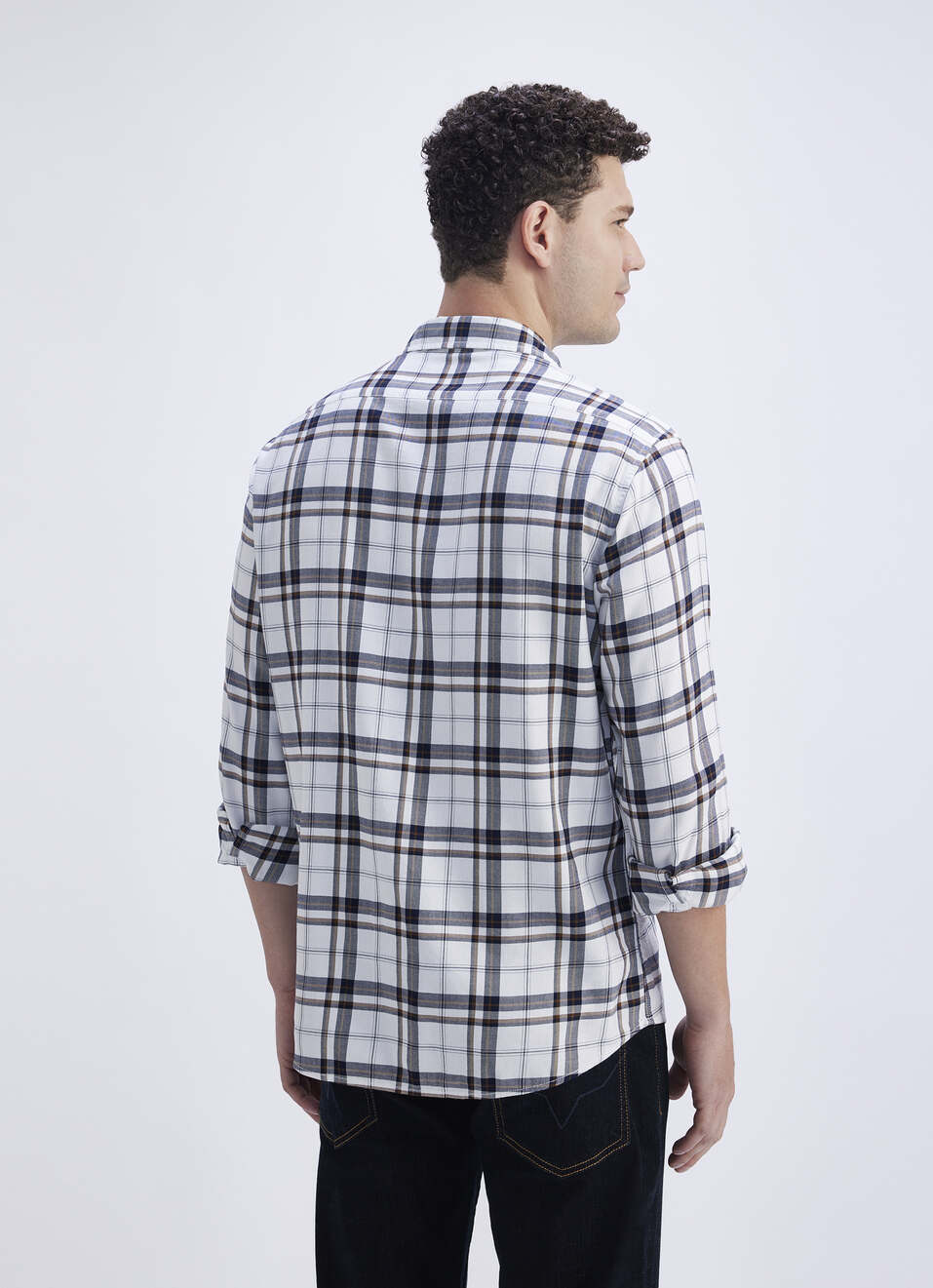 Men Blue Check Full Sleeve Shirt, , large image number 2