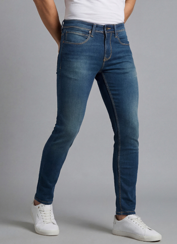 Men Blue Mid Rise Skinny Fit Powerflex Jeans