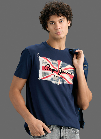 Men Navy Slim Printed T-shirt