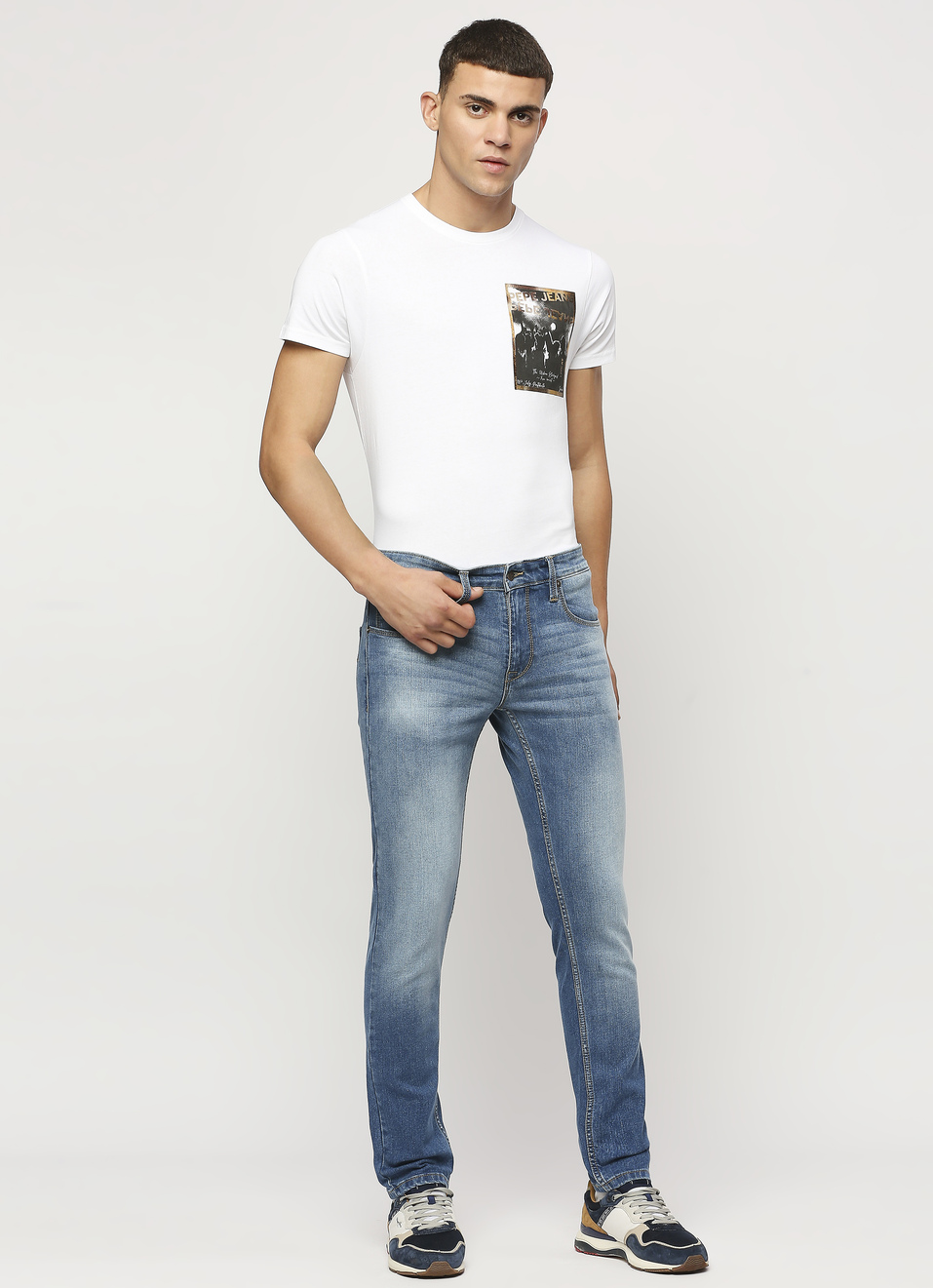 Vapour Light Blue Low Waist Tapered Jeans, , large image number 5