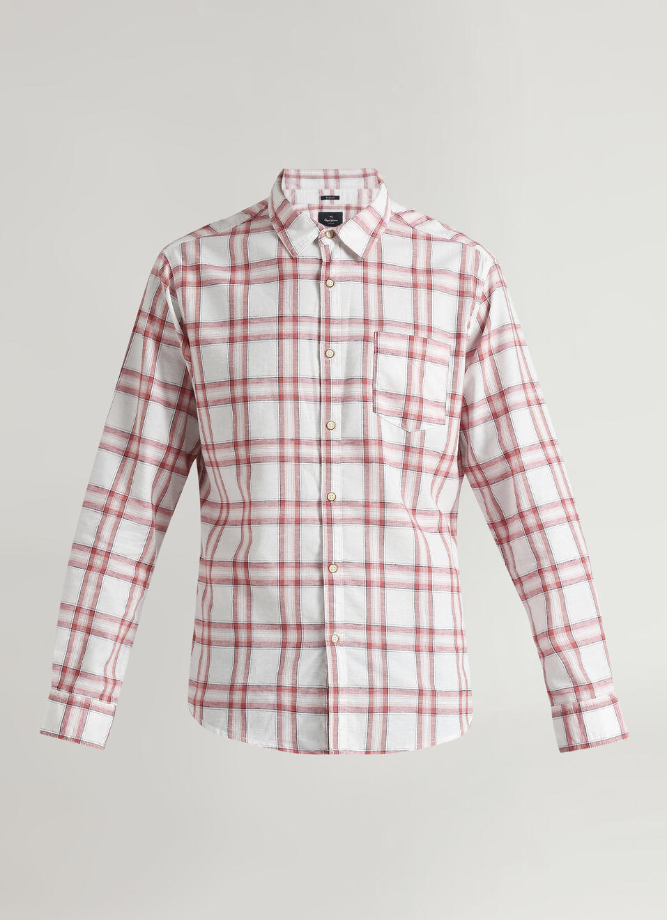 Peach Yarn Dyed Checks Long Sleeve Shirt, , large image number 6
