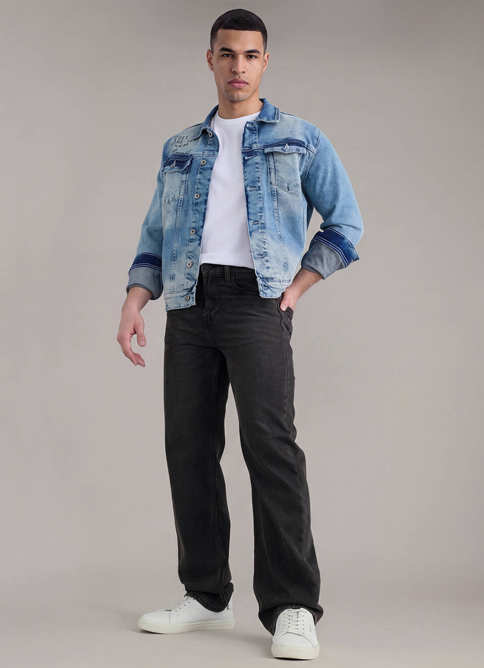 Men Grey Straight Fit Mid Rise Jeans, , large image number 1