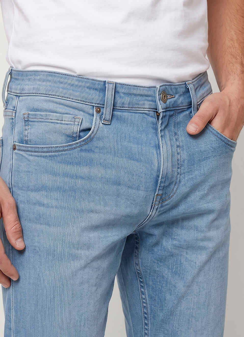 Men Blue Straight Fit Mid Rise Stretchable Jeans, , large image number 4