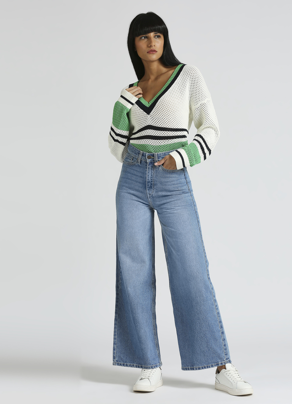 Hailey Blue High Waist Wide Leg Jeans, , large image number 0
