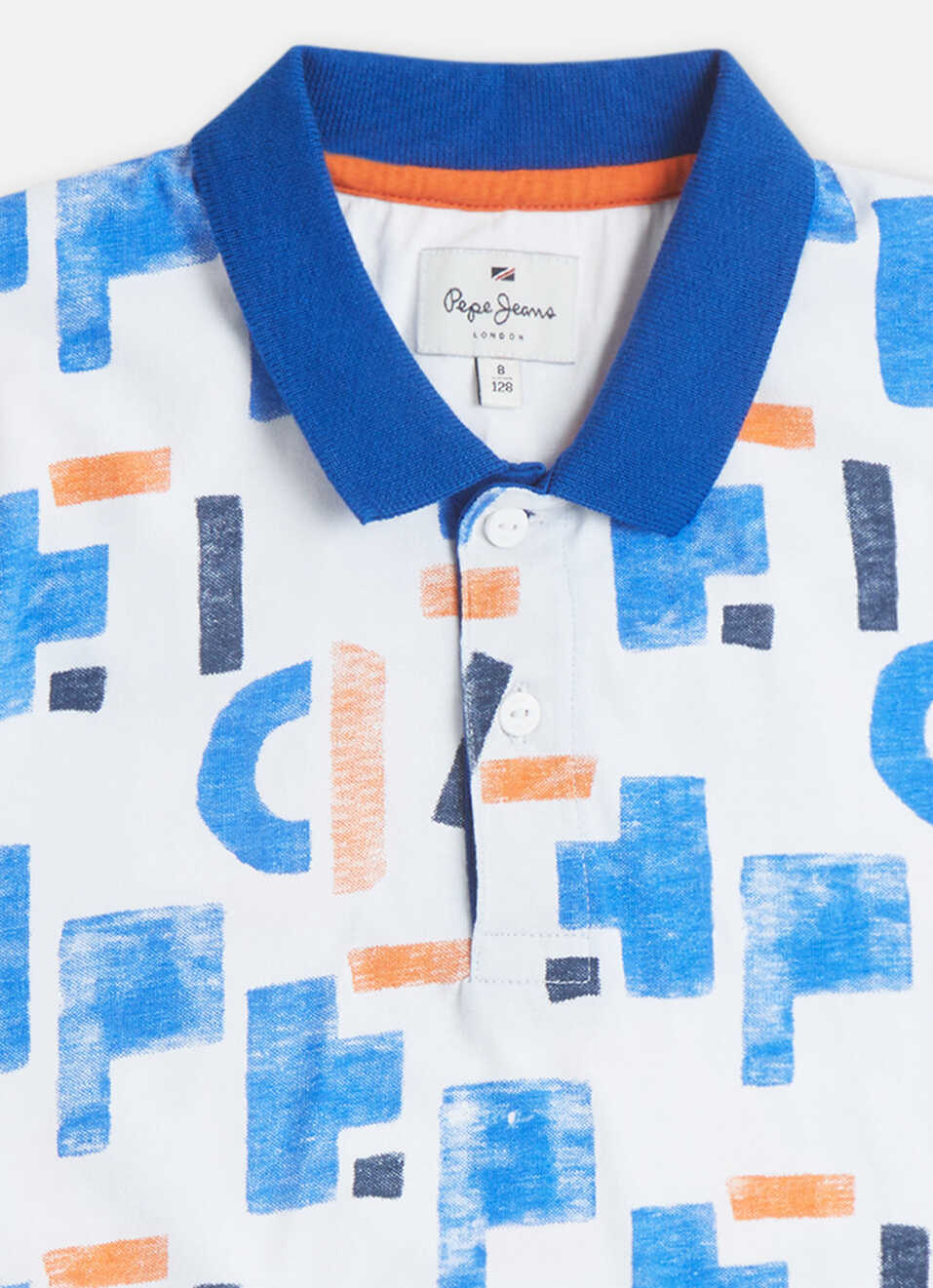 Boys Blue Typographic Print Short Sleeve Polo, , large image number 2