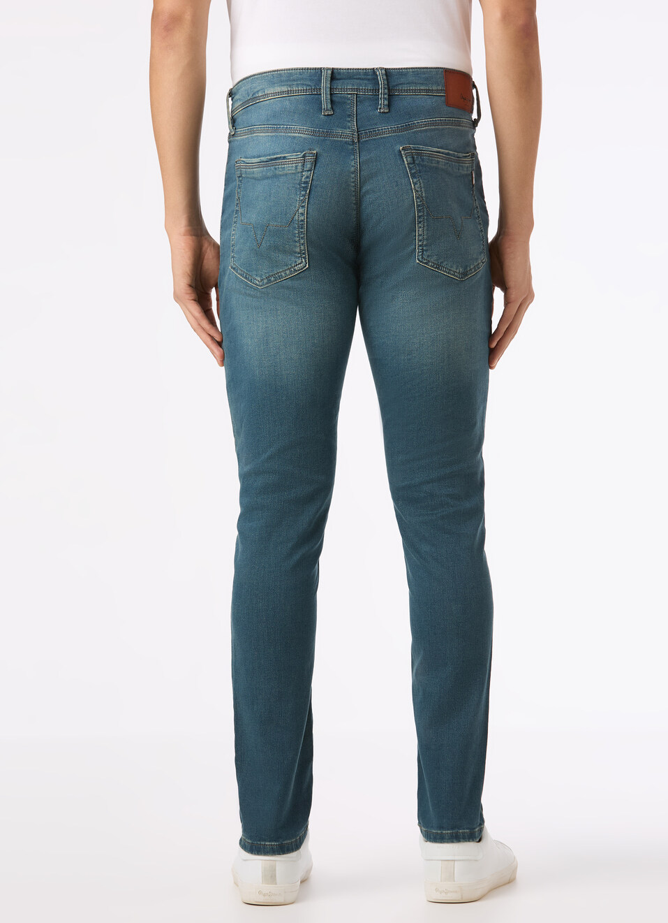 Men Mid Rise Tapered Fit Blue Stretchable Jeans, , large image number 2