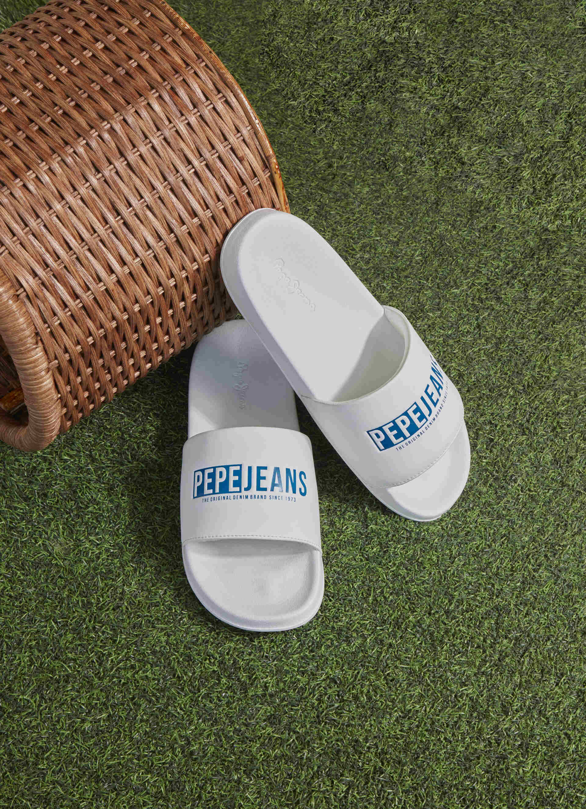 White Logo Printed Anti-skid Beach Slides, , large image number 7