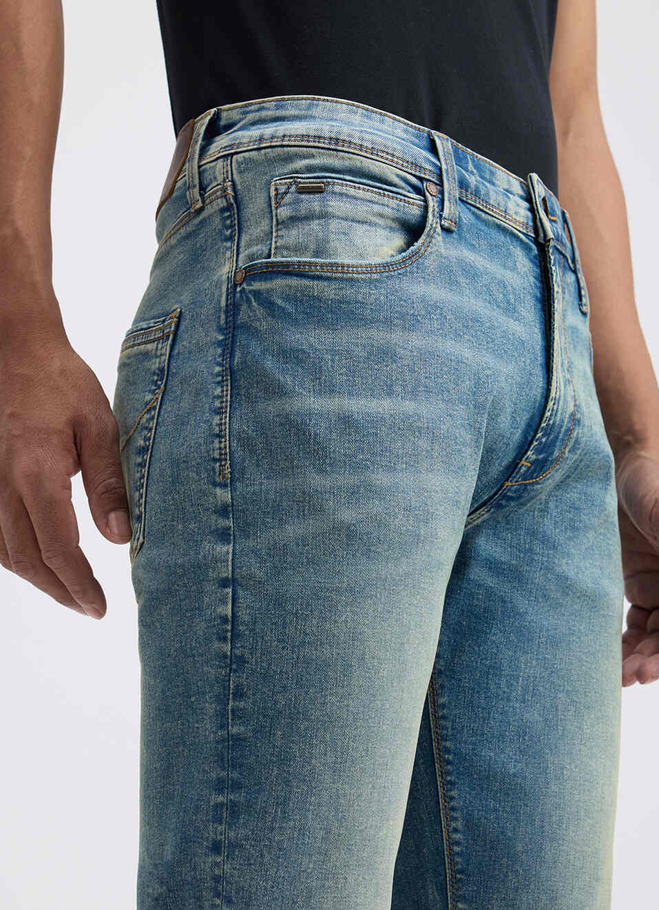 Men Blue Mid Rise Straight Powerflex Extrastretchable Jeans, , large image number 4