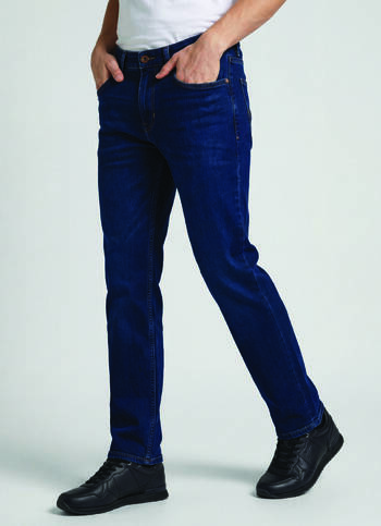 Men Dark Blue Mid Rise Straight Fit Stretchable Jeans