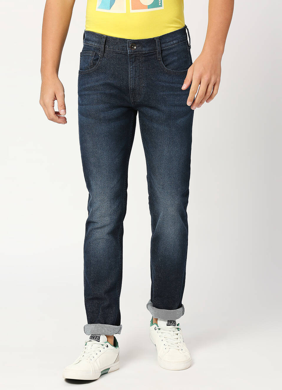 Vapour Dark Blue Mid Rise Slim Fit Jeans, , large image number 2