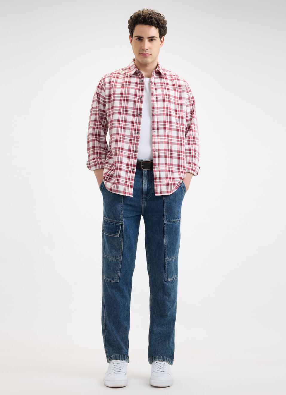 Men Dark Red Check Full Sleeve Shirt, , large image number 5